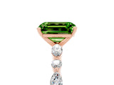 Rose gold Emerald Cut Peridot Solitaire with Side Stones on a Pavé Band and Four-Prong Setting_5