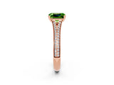 Rose gold Emerald Cut Peridot Split Shank Engagement Ring with Pavé Band_2