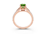 Rose gold Emerald Cut Peridot Split Shank Engagement Ring with Pavé Band_3
