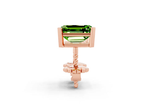 Rose gold Emerald Cut Peridot Stud Earrings_14