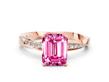 Rose gold Emerald Cut Pink Sapphire Engagement Ring with Side Stone Accents and Four-Prong Setting_60