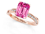 Rose gold Emerald Cut Pink Sapphire Engagement Ring with Side Stone Accents and Four-Prong Setting_61