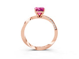 Rose gold Emerald Cut Pink Sapphire Engagement Ring with Side Stone Accents and Four-Prong Setting_63