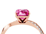 Rose gold Emerald Cut Pink Sapphire Engagement Ring with Side Stone Accents and Four-Prong Setting_64