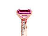 Rose gold Emerald Cut Pink Sapphire Engagement Ring with Side Stone Accents and Four-Prong Setting_65