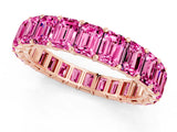 Rose gold Emerald Cut Pink Sapphire Eternity Band with Shared Prong Setting_19