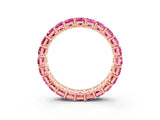 Rose gold Emerald Cut Pink Sapphire Eternity Band with Shared Prong Setting_21