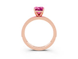 Rose gold Emerald Cut Pink Sapphire Milgrain Pavé Engagement Ring with Four-Prong Setting_39