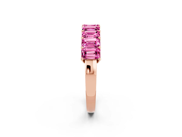 Rose gold Emerald Cut Pink Sapphire Prong-Set Eternity Band