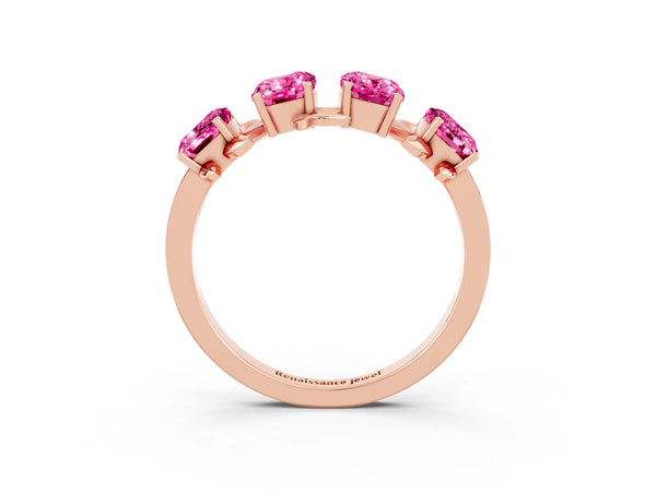 Rose gold Emerald Cut Pink Sapphire Prong-Set Half Eternity Band