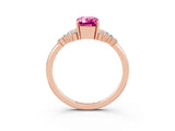 Rose gold Emerald Cut Pink Sapphire Ring with Side Stones and Four-Prong Setting_63