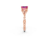 Rose gold Emerald Cut Pink Sapphire Solitaire Celtic Knot Ring with Four-Prong Setting_26