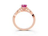 Rose gold Emerald Cut Pink Sapphire Solitaire Celtic Knot Ring with Four-Prong Setting_27