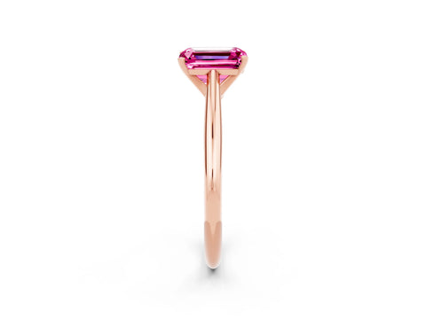 Rose gold Emerald Cut Pink Sapphire Solitaire Engagement Ring with Cathedral Setting and Four-Prong Mount_14