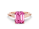 Rose gold Emerald Cut Pink Sapphire Solitaire Engagement Ring with Cathedral Setting and Four-Prong Mount_24