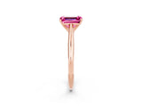 Rose gold Emerald Cut Pink Sapphire Solitaire Engagement Ring with Cathedral Setting and Four-Prong Mount_26