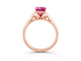 Rose gold Emerald Cut Pink Sapphire Solitaire Engagement Ring with Cathedral Setting and Four-Prong Mount_27