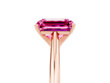Rose gold Emerald Cut Pink Sapphire Solitaire Engagement Ring with Cathedral Setting and Four-Prong Mount_29