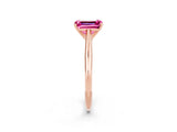 Rose gold Emerald Cut Pink Sapphire Solitaire Engagement Ring with Cathedral Setting and Four-Prong Mount_32