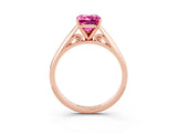 Rose gold Emerald Cut Pink Sapphire Solitaire Engagement Ring with Cathedral Setting and Four-Prong Mount_33