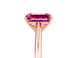 Rose gold Emerald Cut Pink Sapphire Solitaire Engagement Ring with Cathedral Setting and Four-Prong Mount_35