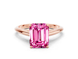 Rose gold Emerald Cut Pink Sapphire Solitaire Engagement Ring with Cathedral Setting and Four-Prong Mount_66