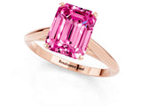 Rose gold Emerald Cut Pink Sapphire Solitaire Engagement Ring with Cathedral Setting and Four-Prong Mount_67