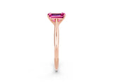 Rose gold Emerald Cut Pink Sapphire Solitaire Engagement Ring with Cathedral Setting and Four-Prong Mount_68
