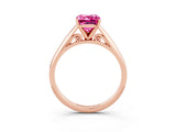 Rose gold Emerald Cut Pink Sapphire Solitaire Engagement Ring with Cathedral Setting and Four-Prong Mount_69