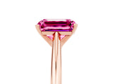 Rose gold Emerald Cut Pink Sapphire Solitaire Engagement Ring with Cathedral Setting and Four-Prong Mount_71
