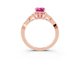 Rose gold Emerald Cut Pink Sapphire Solitaire Engagement Ring with Celtic Knot Band and Four-Prong Setting_27