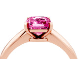 Rose gold Emerald Cut Pink Sapphire Solitaire Engagement Ring with Classic Band and Four-Prong Setting_28