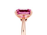 Rose gold Emerald Cut Pink Sapphire Solitaire Engagement Ring with Classic Band and Four-Prong Setting_29