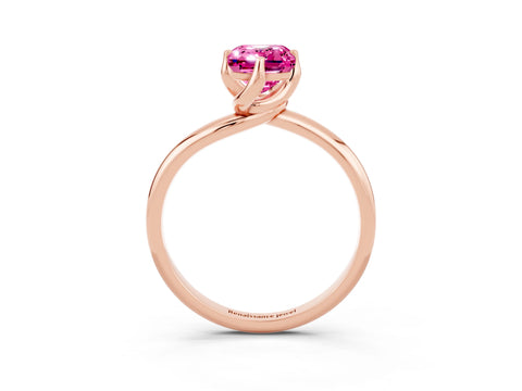 Rose gold Emerald Cut Pink Sapphire Solitaire Engagement Ring with Four-Prong Setting and Classic Band_15
