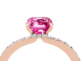 Rose gold Emerald Cut Pink Sapphire Solitaire Engagement Ring with Pavé Band and Four-Prong Setting_28