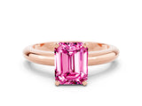 Rose gold Emerald Cut Pink Sapphire Solitaire Engagement Ring with Round Band and Four-Prong Setting_24