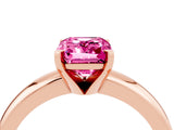 Rose gold Emerald Cut Pink Sapphire Solitaire Engagement Ring with Round Band and Four-Prong Setting_28