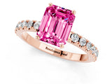 Rose gold Emerald Cut Pink Sapphire Solitaire Pavé Band with Four-Prong Setting_25
