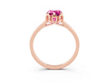 Rose gold Emerald Cut Pink Sapphire Solitaire Ring with Flower Prong Setting and Classic Band_15