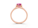 Rose gold Emerald Cut Pink Sapphire Solitaire Ring with Flower Prong Setting and Classic Band_40
