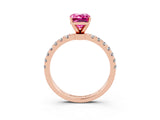 Rose gold Emerald Cut Pink Sapphire Solitaire Ring with Pavé Accents and Four-Prong Setting_27