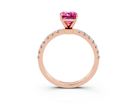 Rose gold Emerald Cut Pink Sapphire Solitaire Ring with Pavé Accents and Four-Prong Setting_27