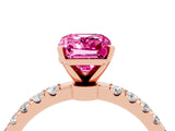 Rose gold Emerald Cut Pink Sapphire Solitaire Ring with Pavé Accents and Four-Prong Setting_28
