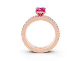 Rose gold Emerald Cut Pink Sapphire Solitaire Ring with Pavé and Channel Set Band_39