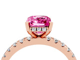 Rose gold Emerald Cut Pink Sapphire Solitaire Ring with Round  Pavé Band and Four-Prong Setting_48