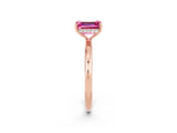 Rose gold Emerald Cut Pink Sapphire Solitaire Ring with Thin Band and Four-Prong Setting_38