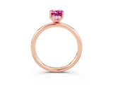 Rose gold Emerald Cut Pink Sapphire Solitaire Ring with Thin Band and Four-Prong Setting_39