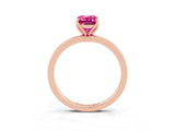 Rose gold Emerald Cut Pink Sapphire Solitaire Ring with Thin Band and Prong Setting_15