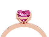 Rose gold Emerald Cut Pink Sapphire Solitaire Ring with Thin Band and Prong Setting_16