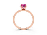Rose gold Emerald Cut Pink Sapphire Solitaire Ring with Thin Band and Prong Setting_21